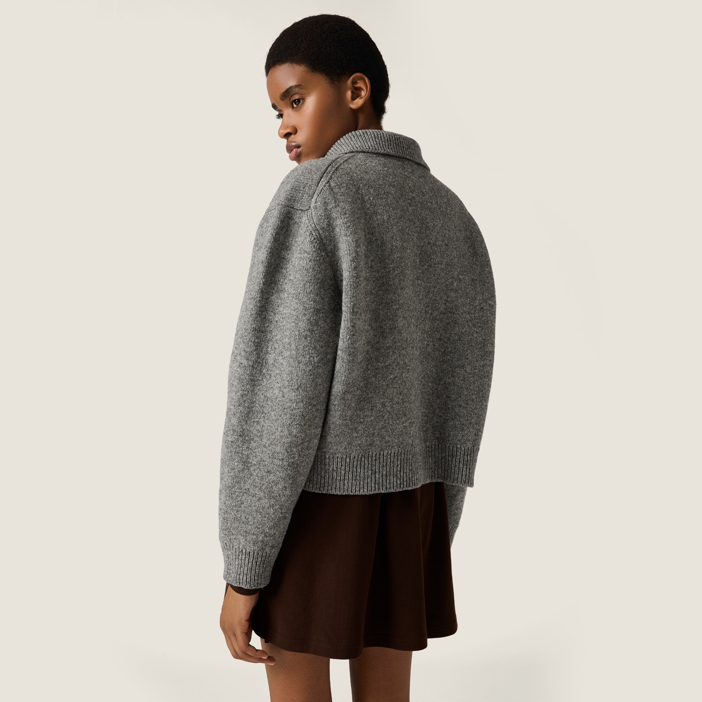 Shetland wool and cashmere zipper cardigan - 3