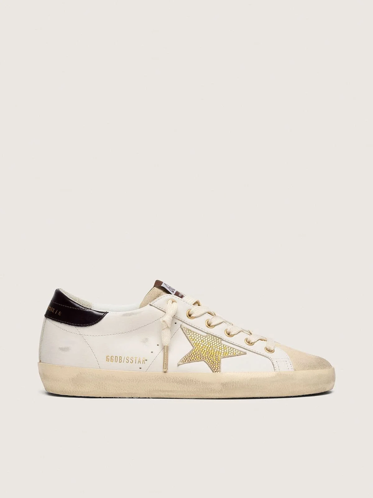 Women's Super-Star in white leather with gold Swarovski star - 1