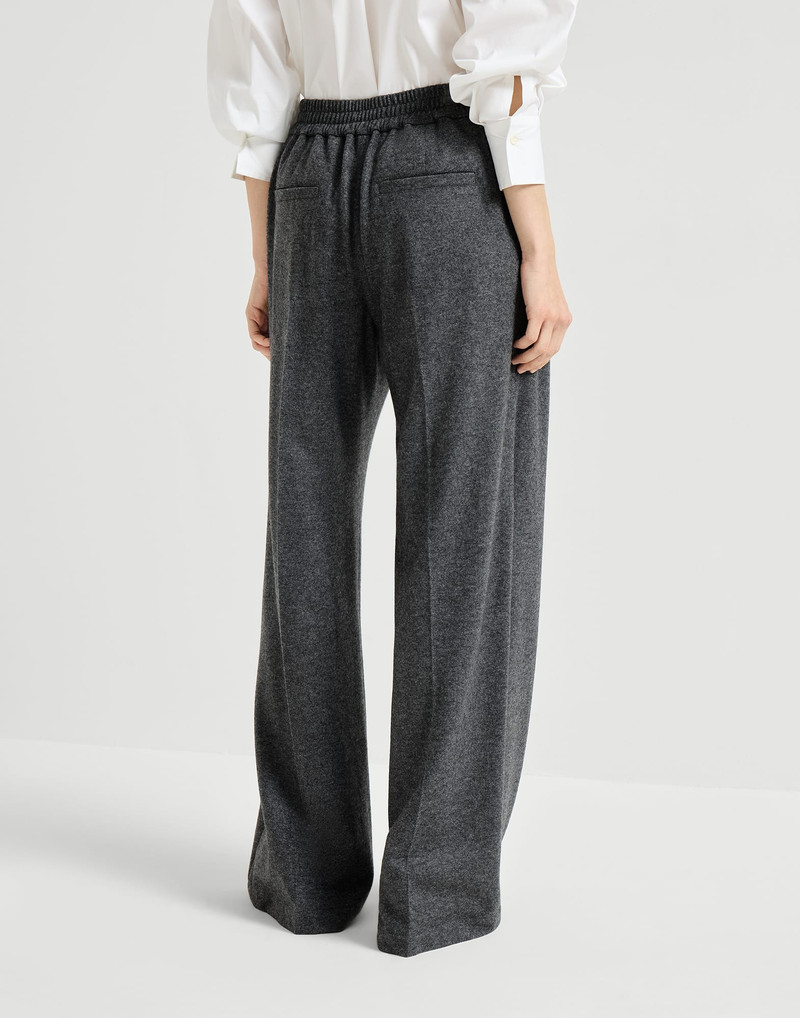 Brunello Cucinelli Cashmere jersey pleated wide track trousers outlook