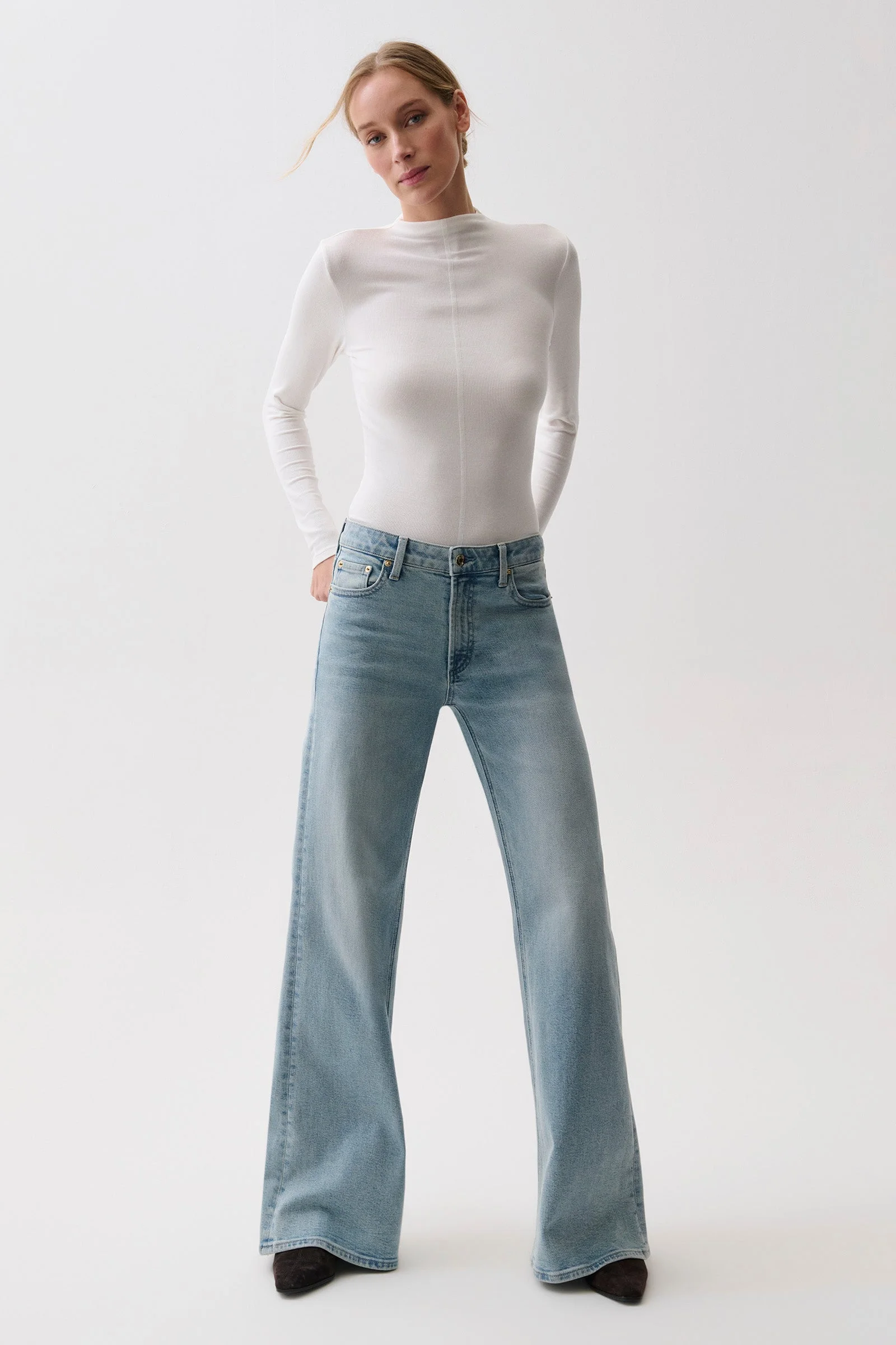VIVIAN MID RISE WIDE LEG - SEA HAZE - 1