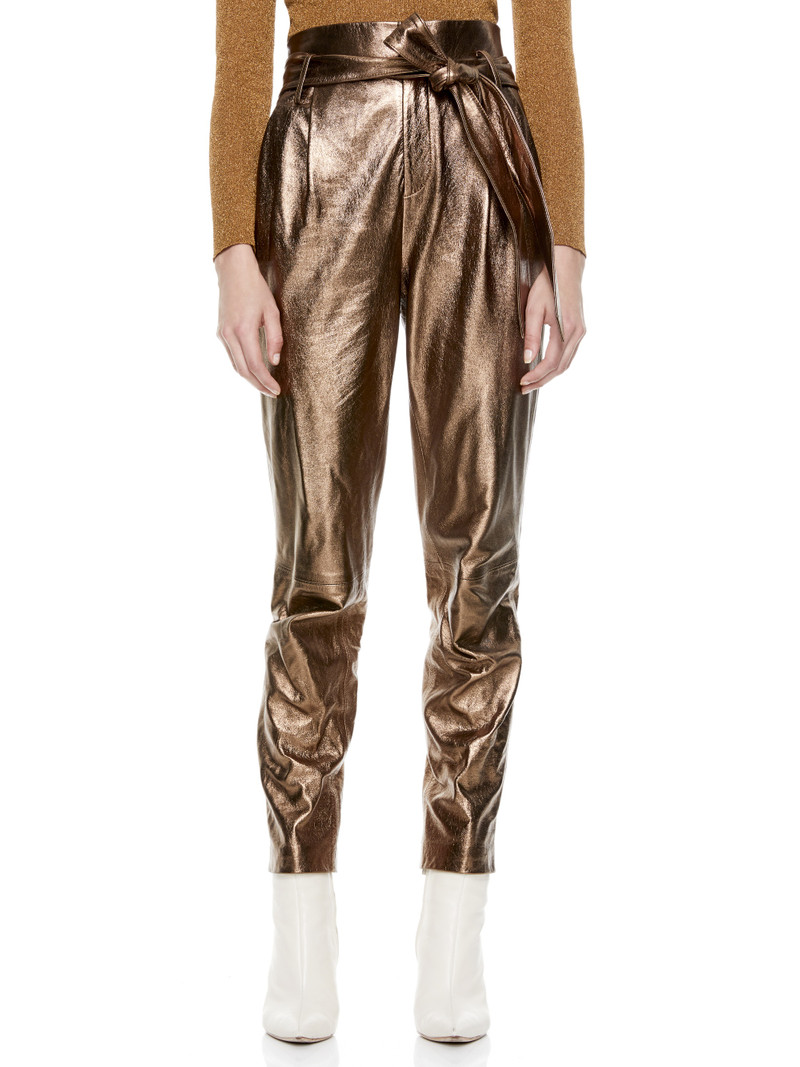 Alice + Olivia GABRIELLE METALLIC LEATHER PANT outlook