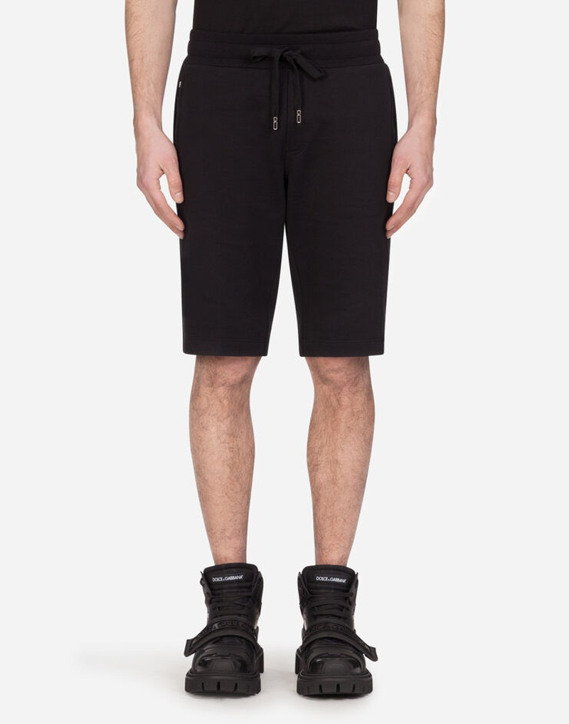 Cotton jogging shorts with patch 1