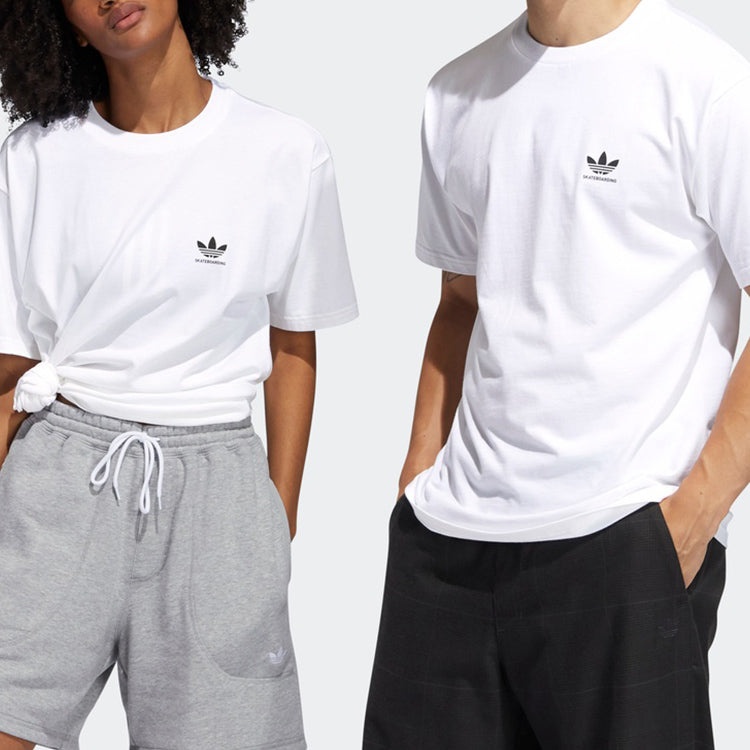 adidas originals Logo Printing Sports Short Sleeve White T-Shirt GL9849 - 7