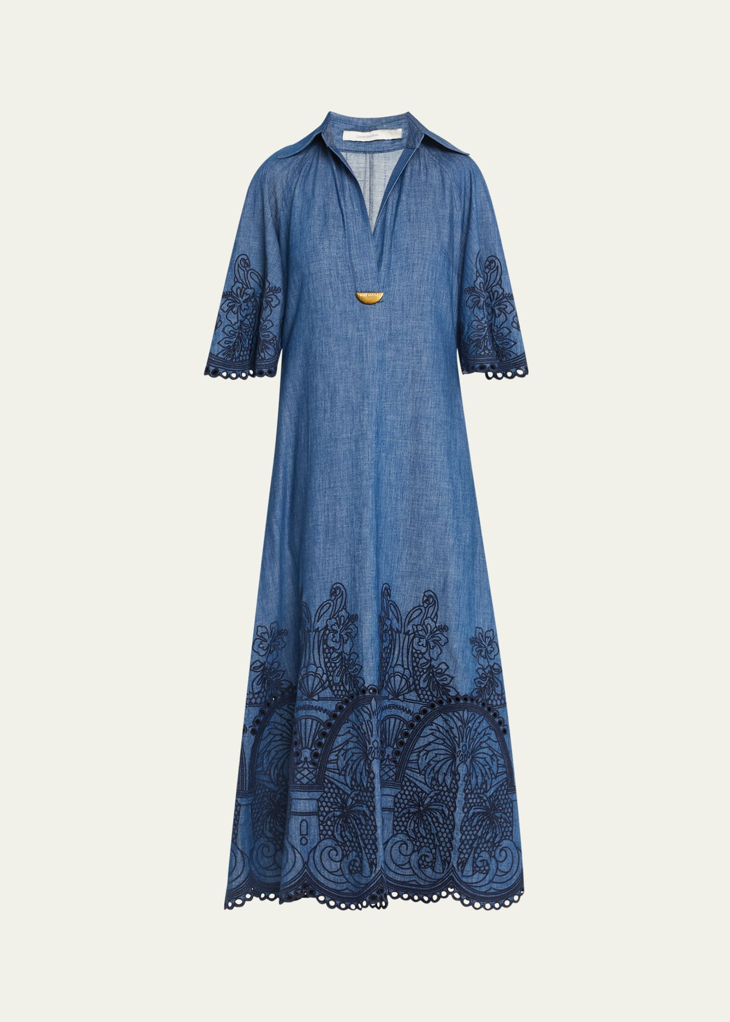 Coco Embroidered Denim Maxi Dress - 1
