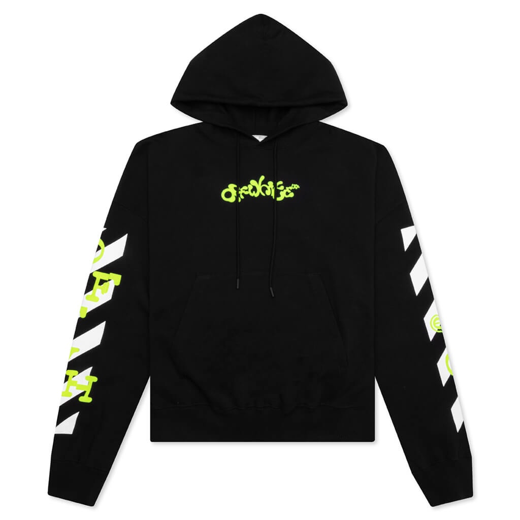 OPPOSITE ARR BOXY HOODIE - BLACK/LIME - 1