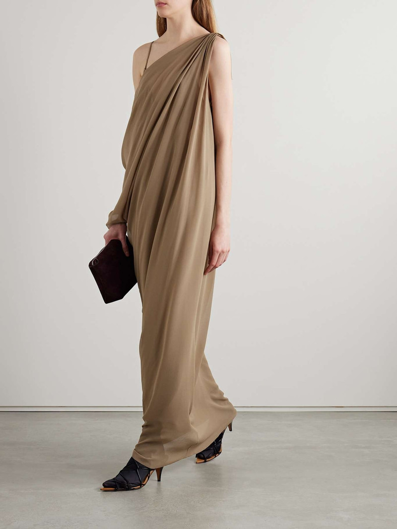 KHAITE Taj layered draped one-shoulder silk-chiffon maxi dress outlook