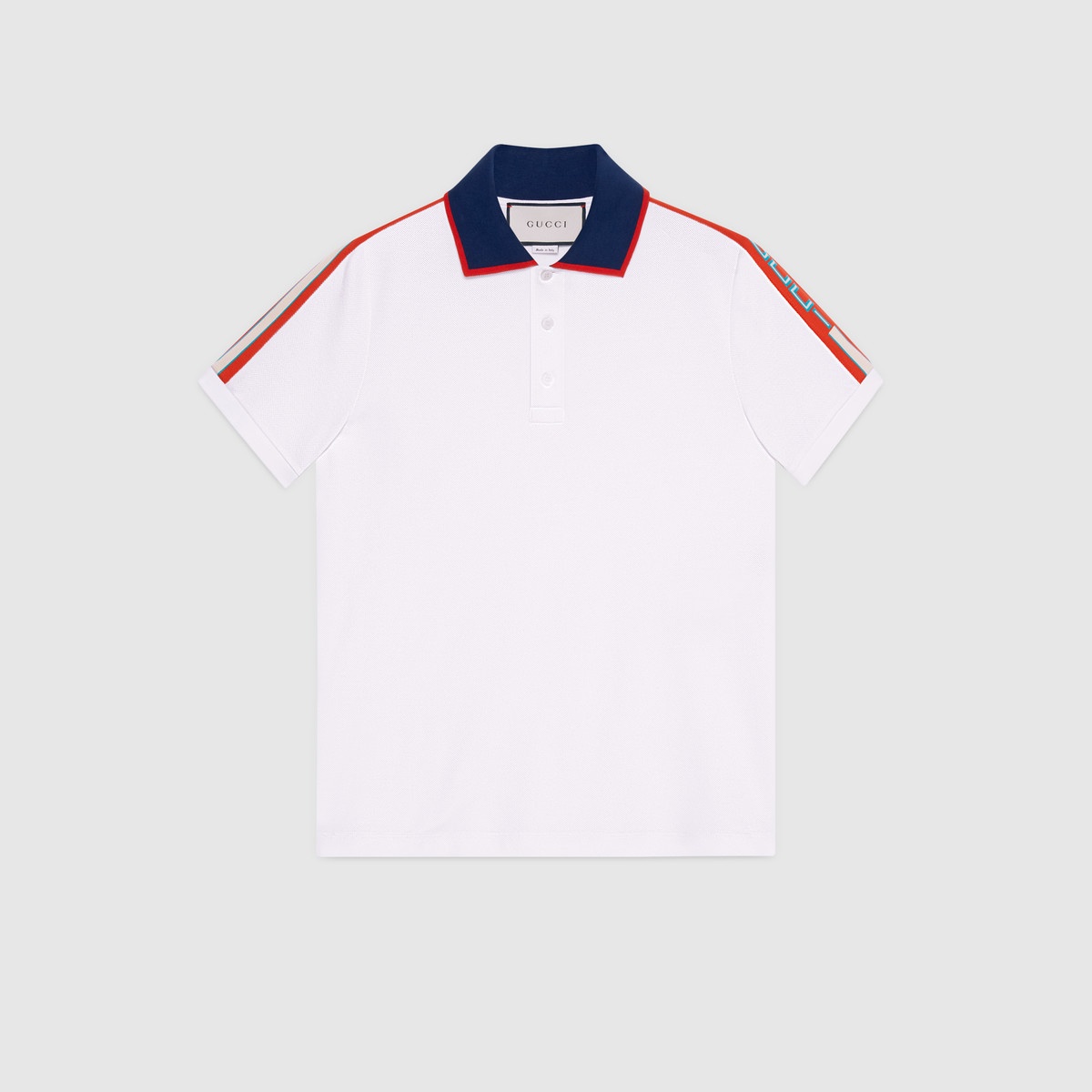 Cotton polo with Gucci stripe - 1