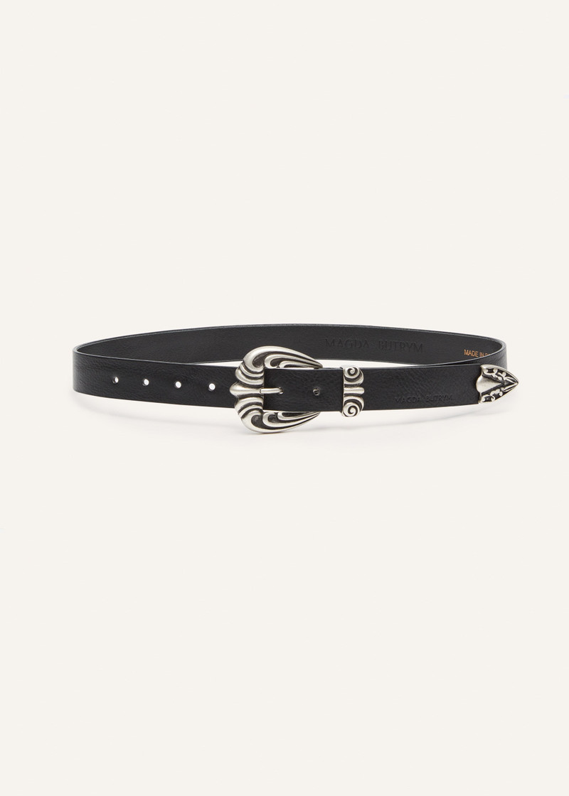 MAGDA BUTRYM Western-style leather belt with engraved buckle in silver outlook