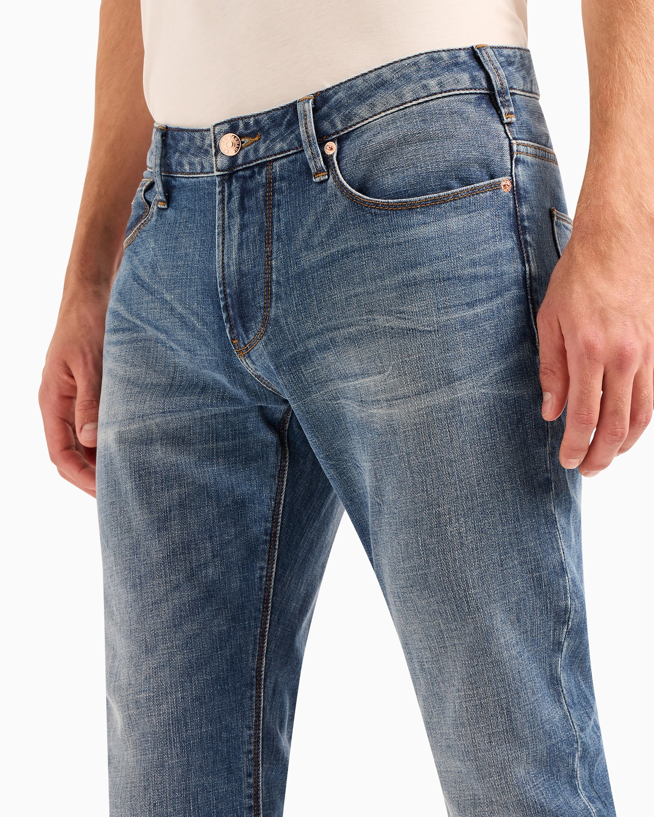 J06 slim-fit, bleached-effect comfort-denim jeans - 6