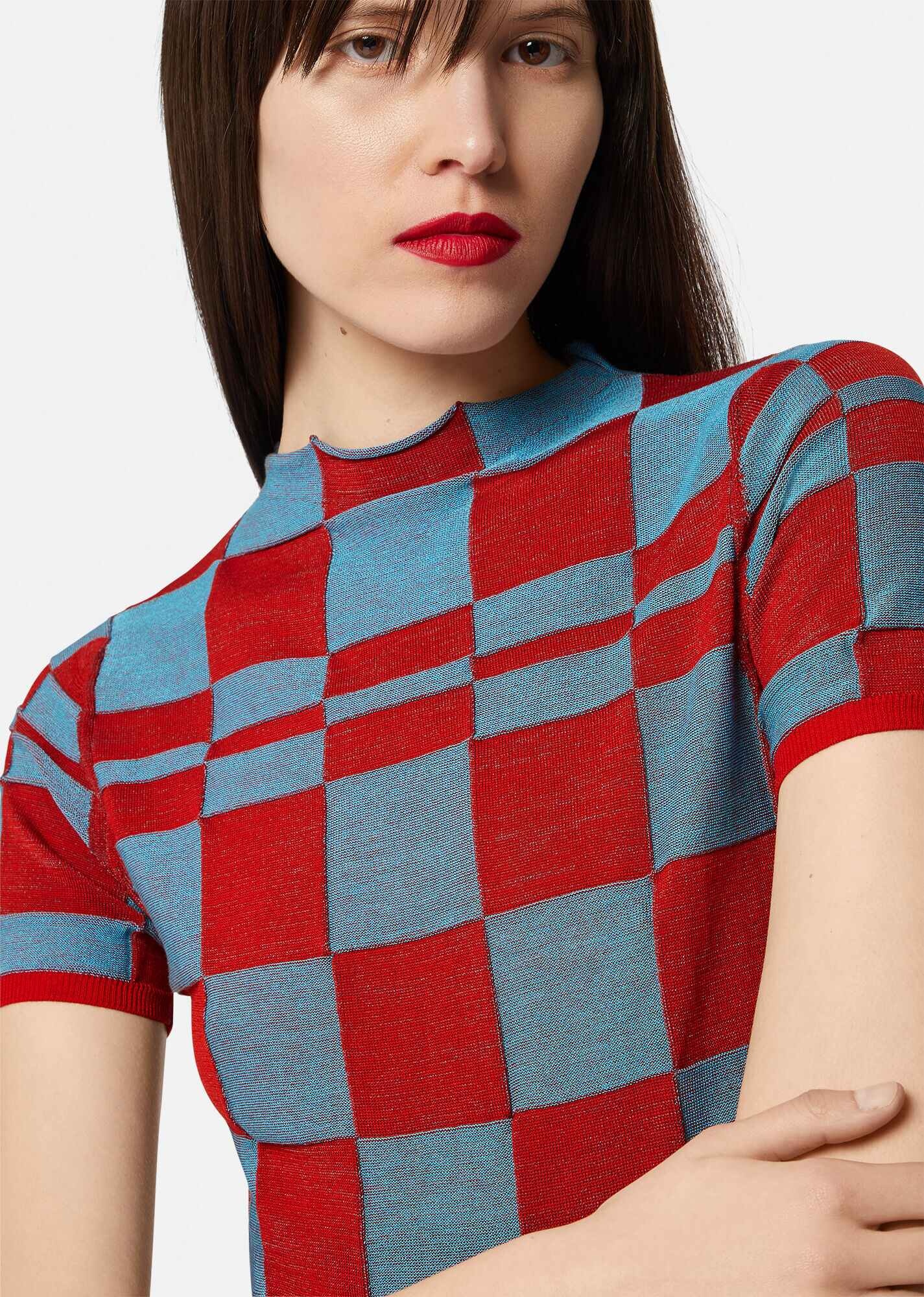 Checkered Wool & Silk Blend Sweater - 5