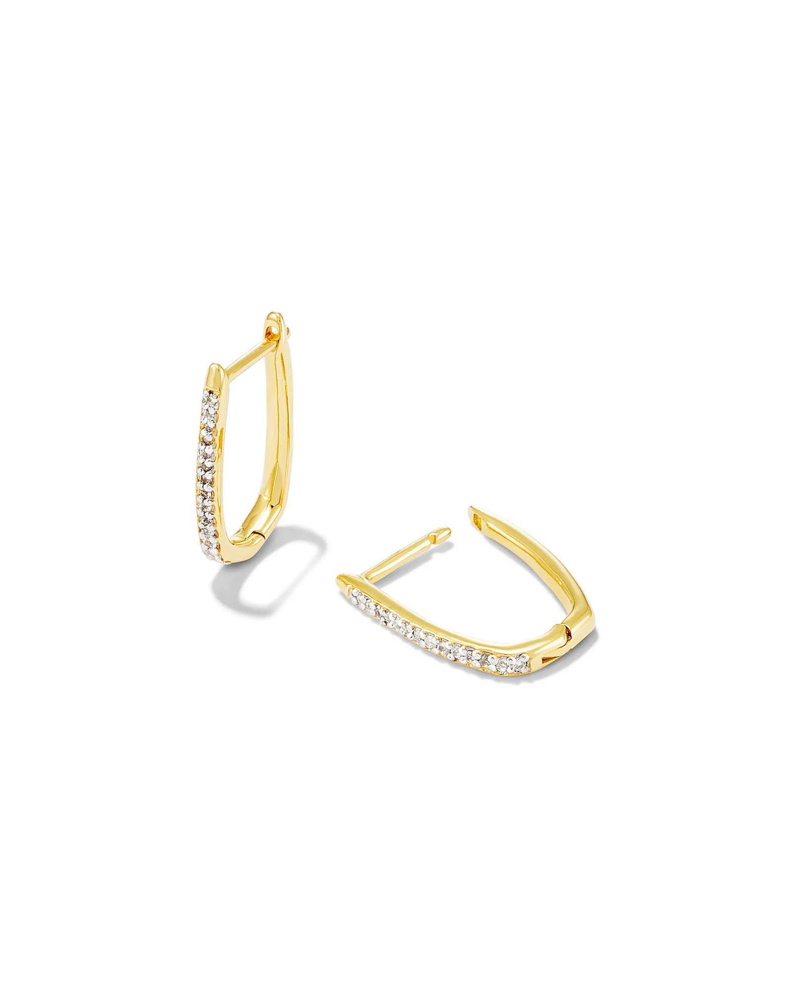 Ellen Luxe 18k Gold Vermeil Huggie Earrings in White Sapphire - 1