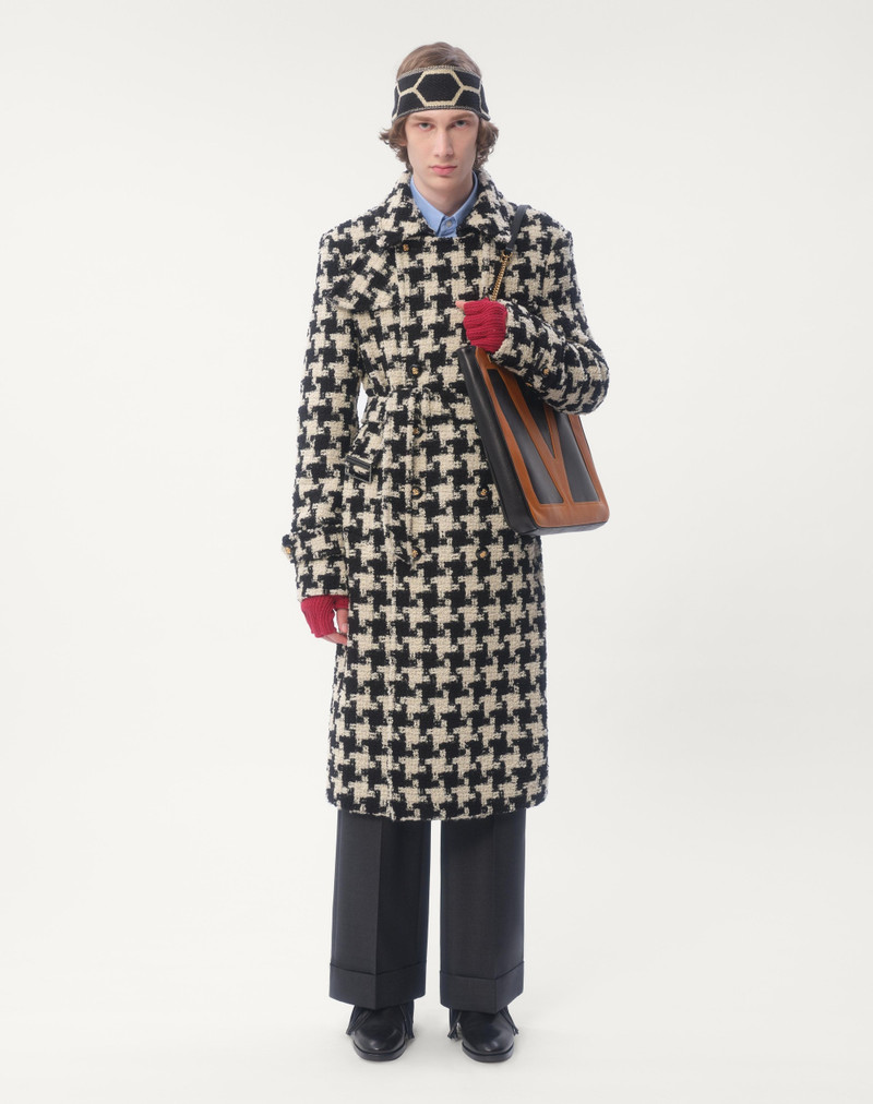 Valentino DOUBLE-BREASTED WOOL TRENCH COAT WITH PIED DE COQUE PATTERN outlook