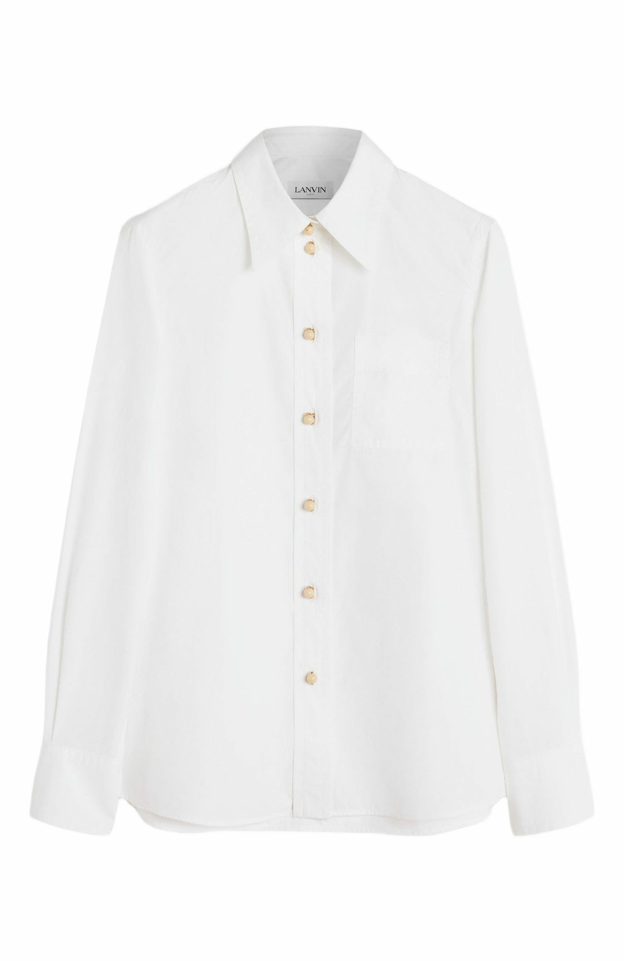 Lanvin Long Sleeve Shirt In Poplin in Optical White at Nordstrom - 5