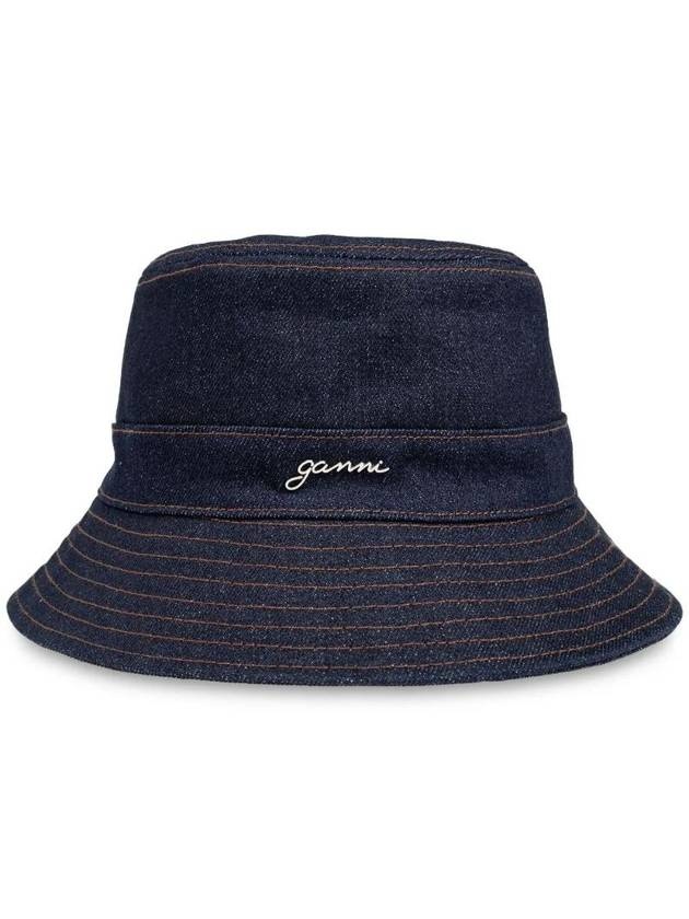 GANNI｜PEDORAS (DENIM BUCKET HAT (A6195 642)) Dark Navy Denim Bucket Hat | GANNI HU