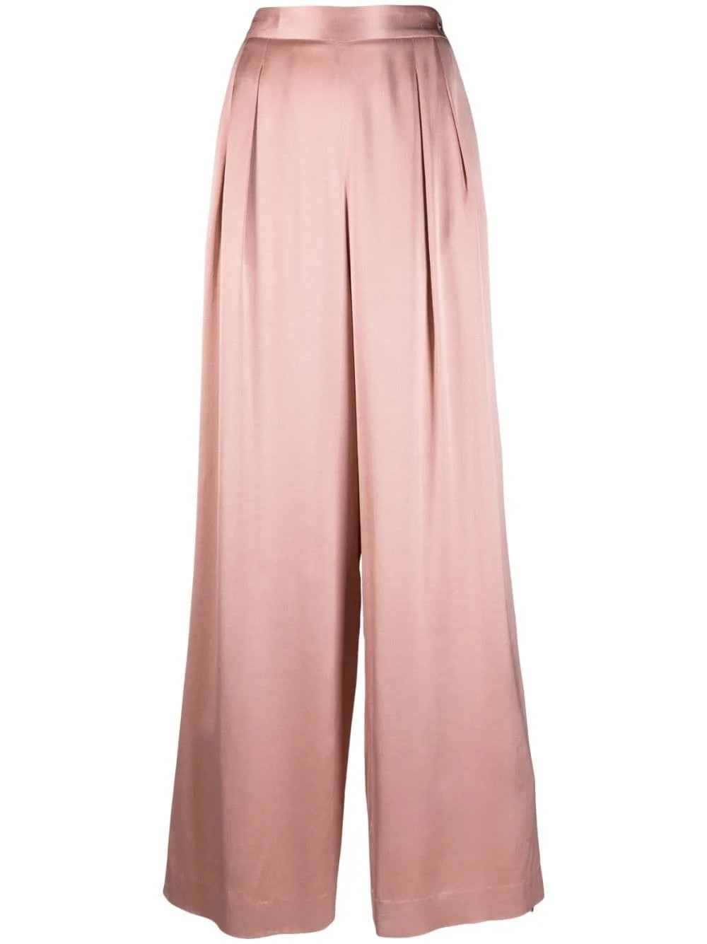 pleated wide-leg satin trousers - 1