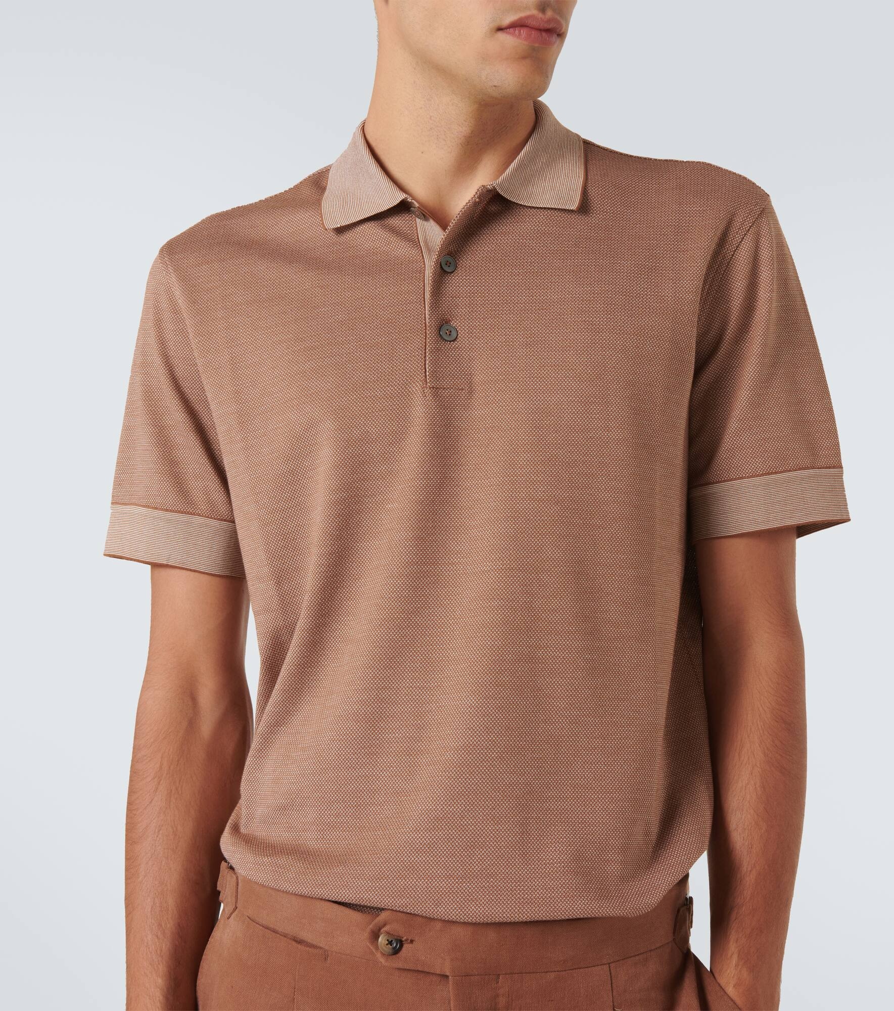 Cotton-blend polo shirt - 5
