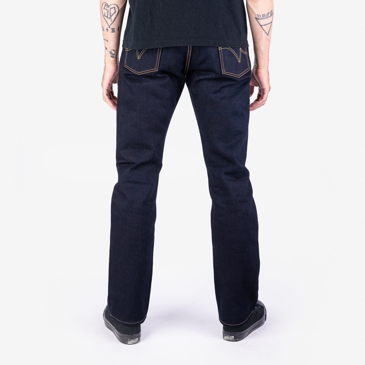 IH-888S-21ib 21oz Selvedge Denim Medium/High Rise Tapered Cut Jeans - Indigo/Black - 3