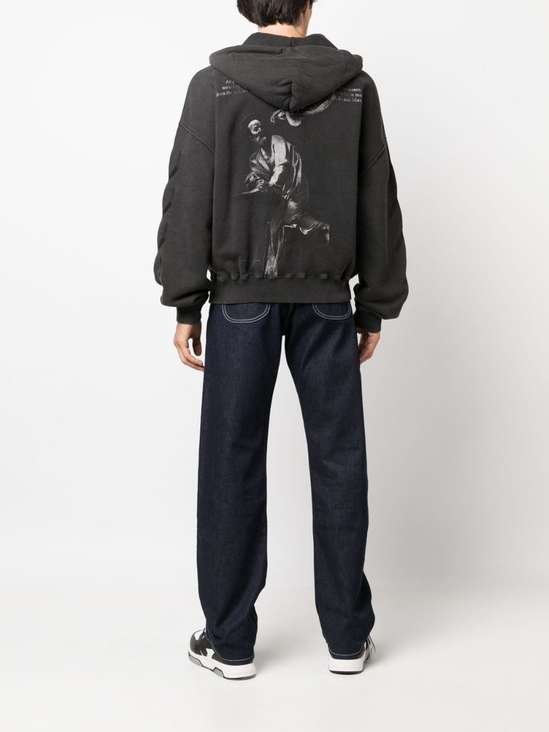 Off-White logo-print cotton hoodie outlook