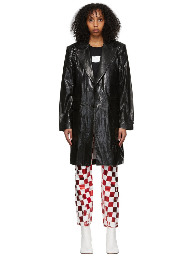 Black Faux-Leather Coat 1
