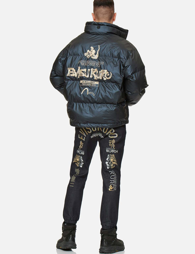 Logo and Slogan Embroidered Metallic Padded Jacket 5