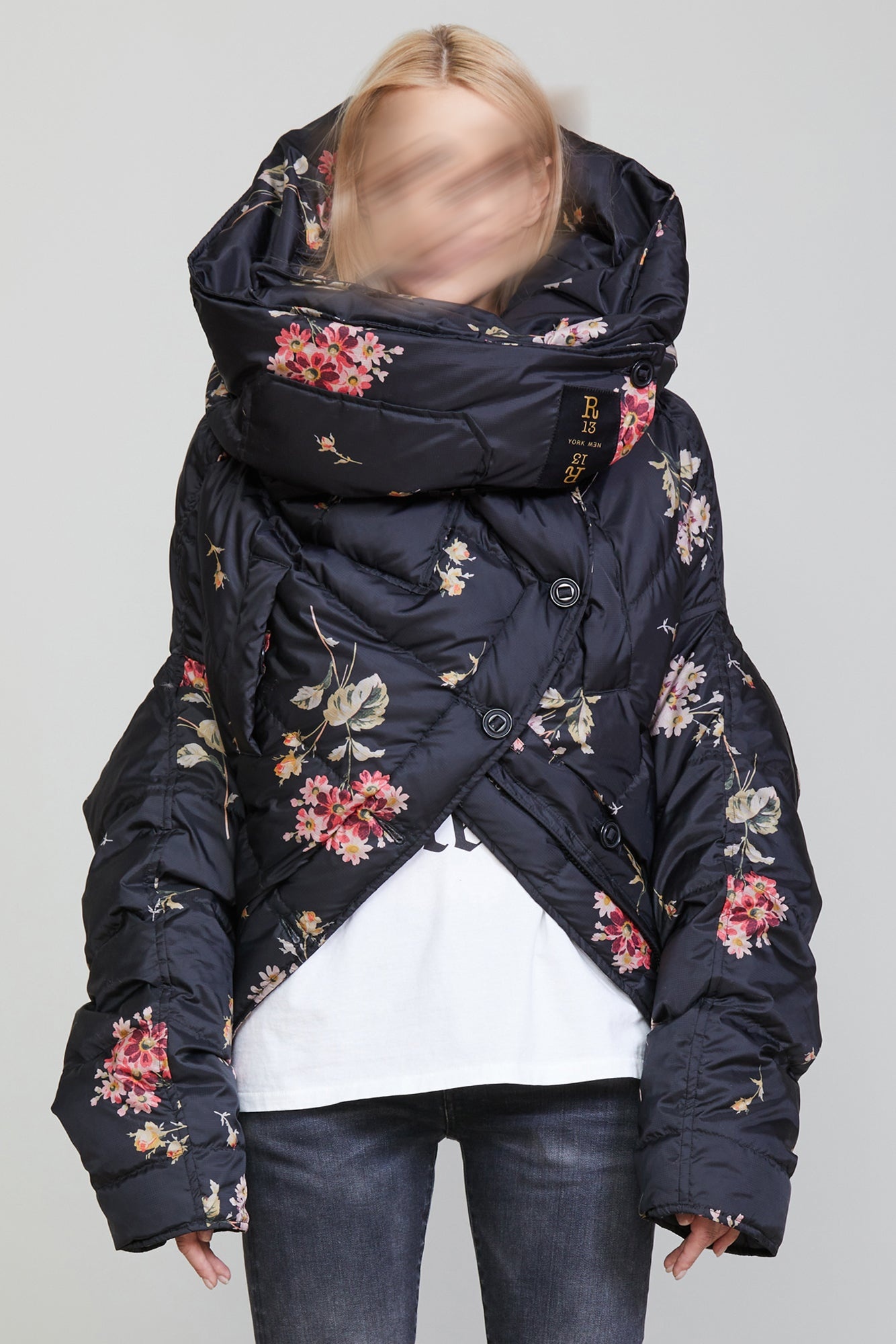UPSIDE-DOWN COAT - FLORAL ON BLACK - 3