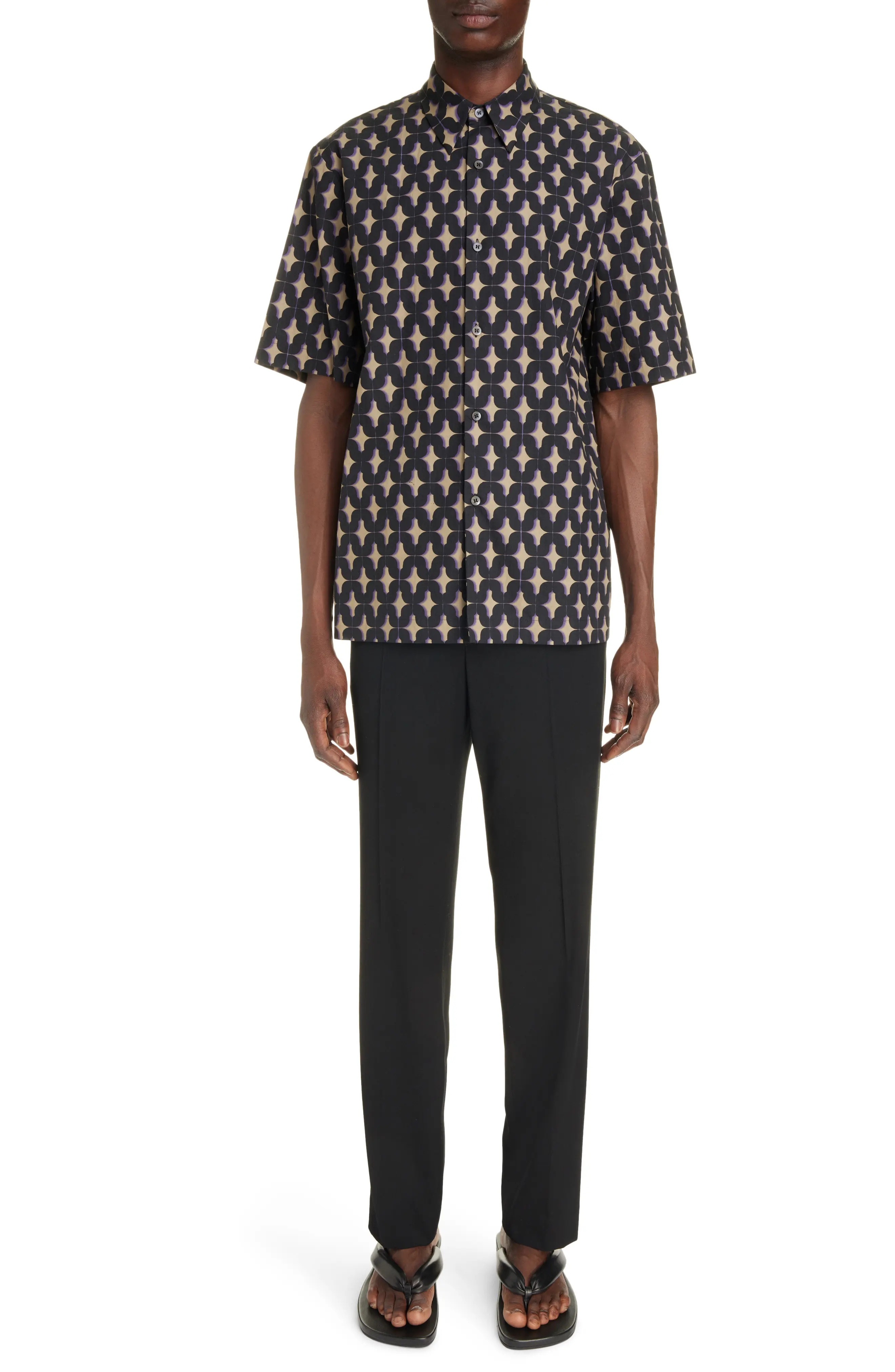 Clasen Abstract Print Cotton Button-Up Shirt - 2