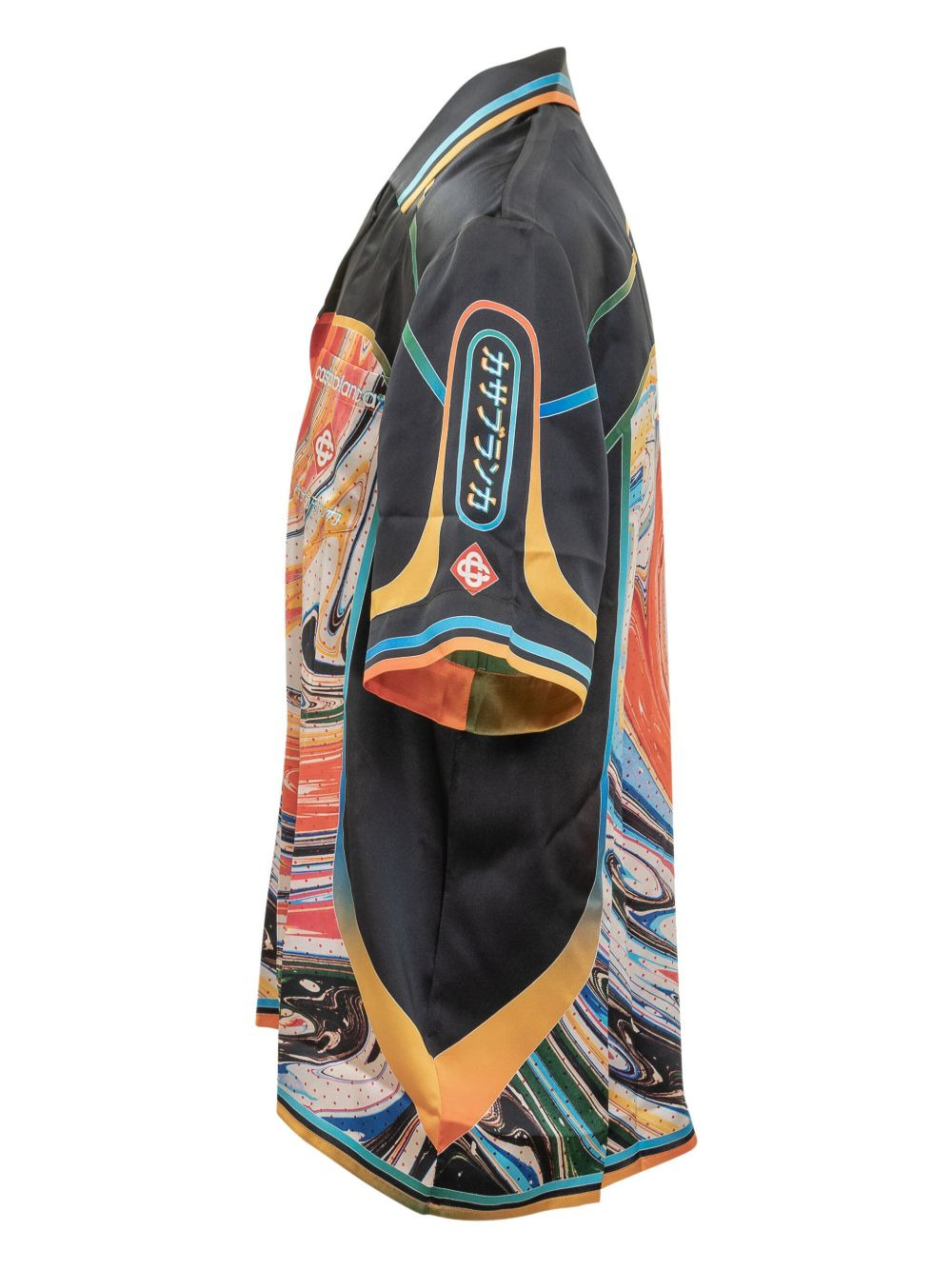 graphic-print silk shirt - 3
