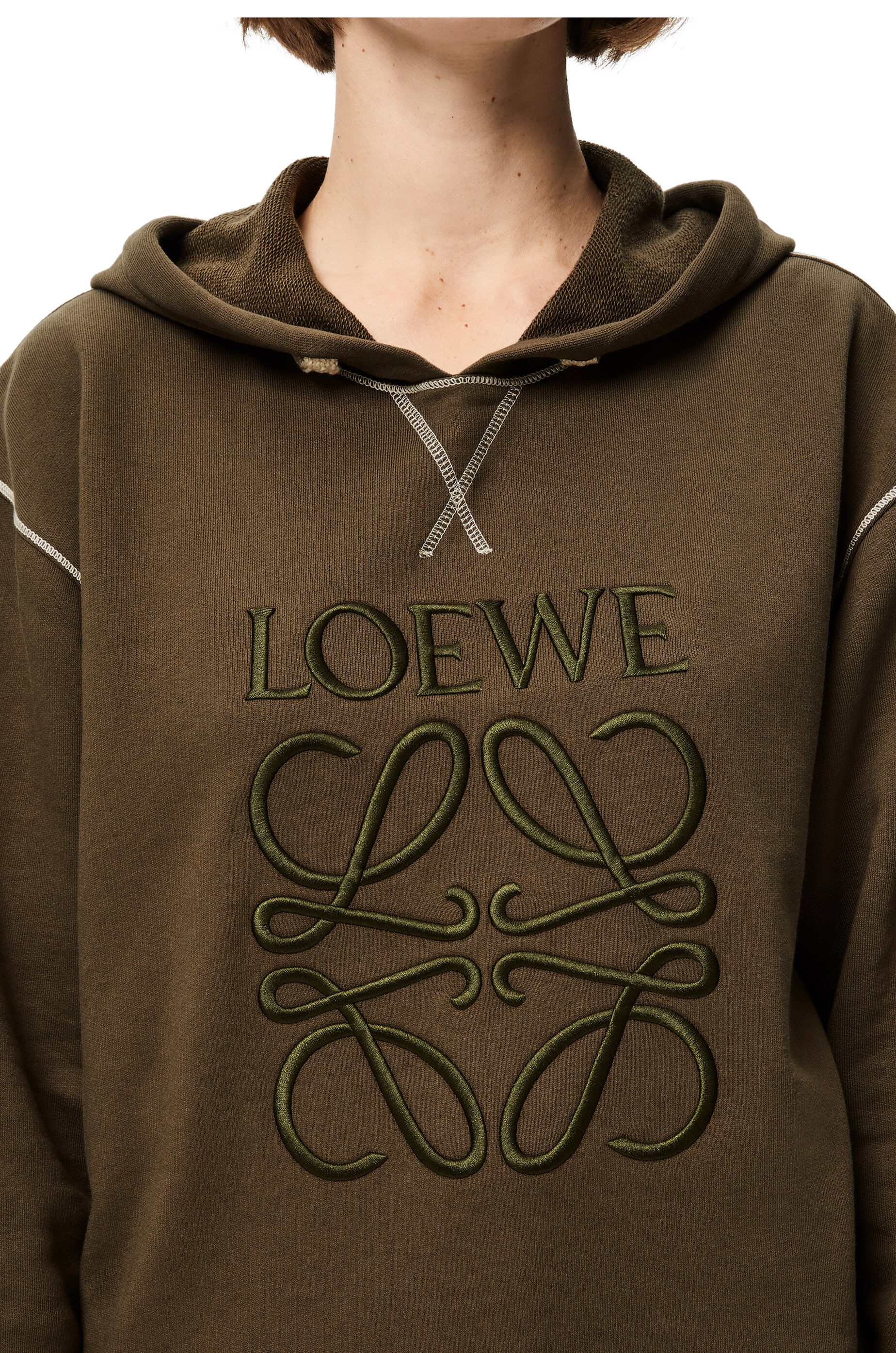 LOEWE anagram embroidered hoodie in cotton - 5