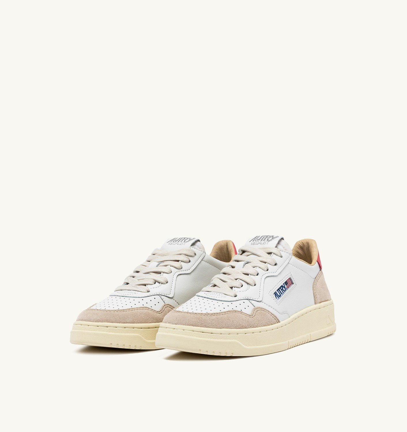 MEDALIST LOW SNEAKERS IN WHITE AND TEAROSE LEATHER SUEDE - 2