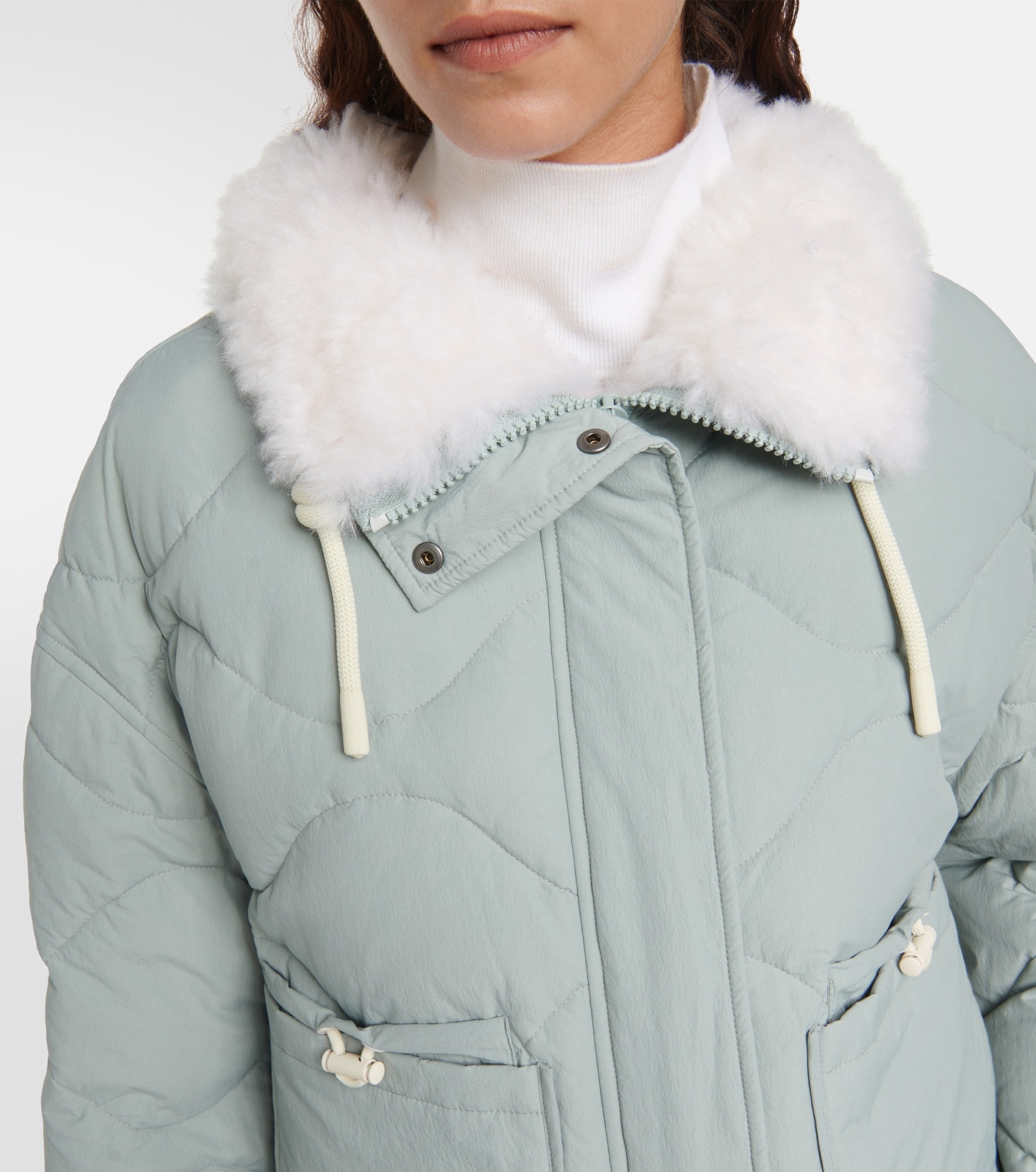 Shearling-trimmed padded jacket - 5