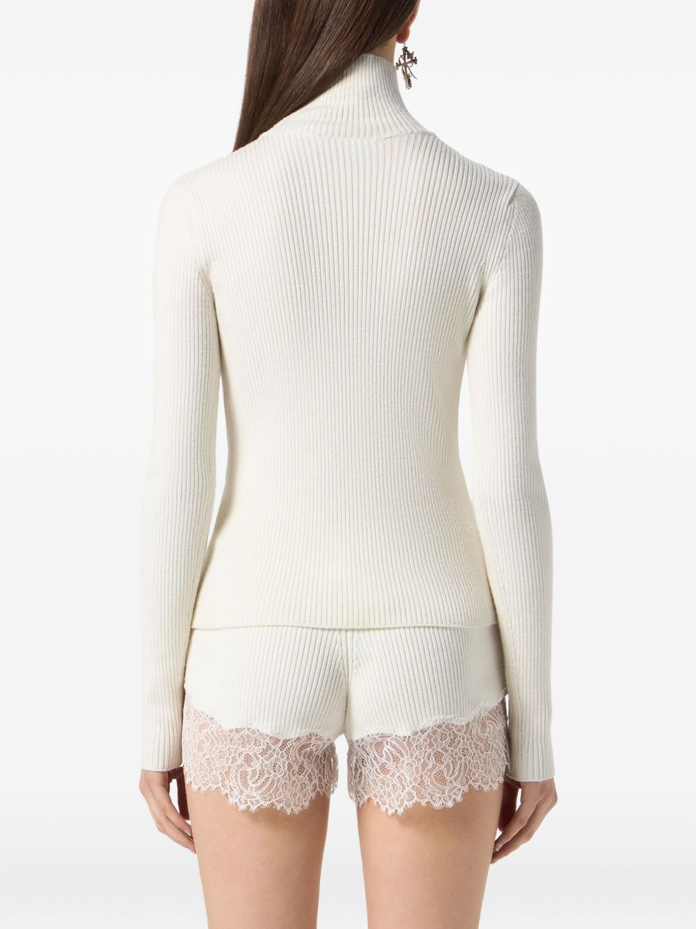 lace-embroidered turtleneck jumper - 5