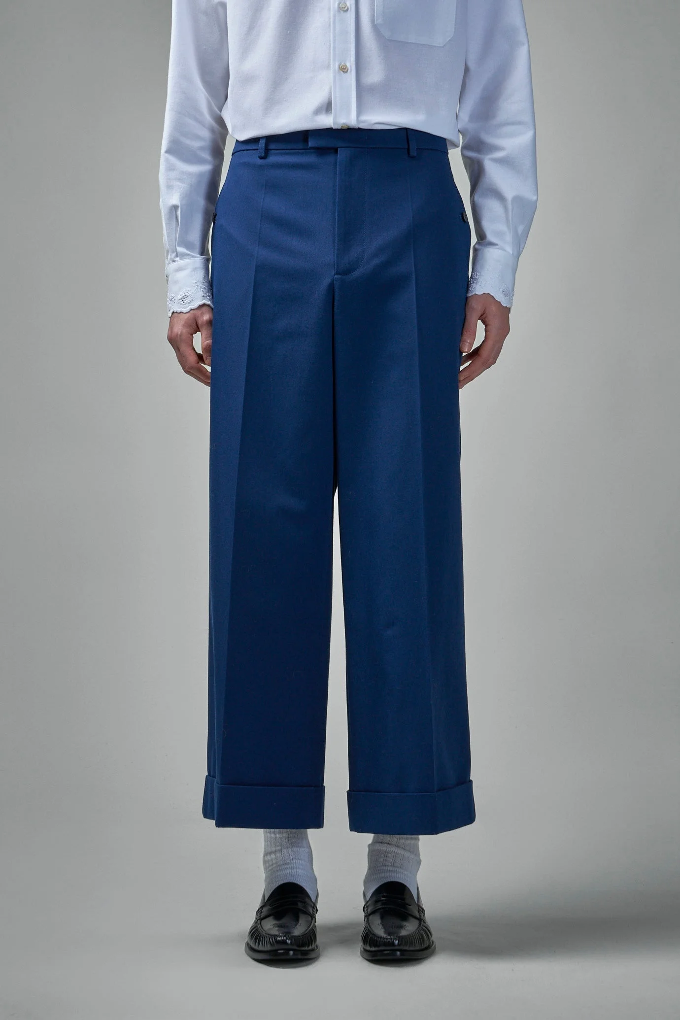 Cuffed Trousers in Cotton Gabardine - 1