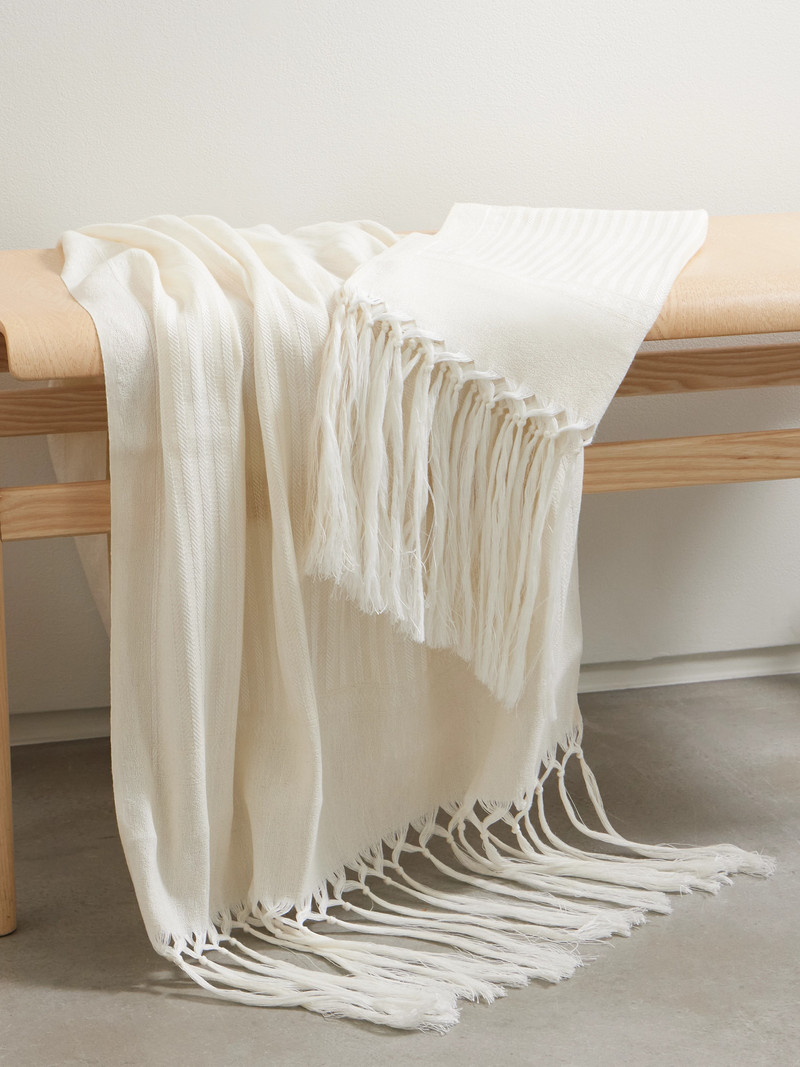 Brunello Cucinelli Set Of Two Fringed Linen And Cashmere-blend Jacquard Beach Towels outlook