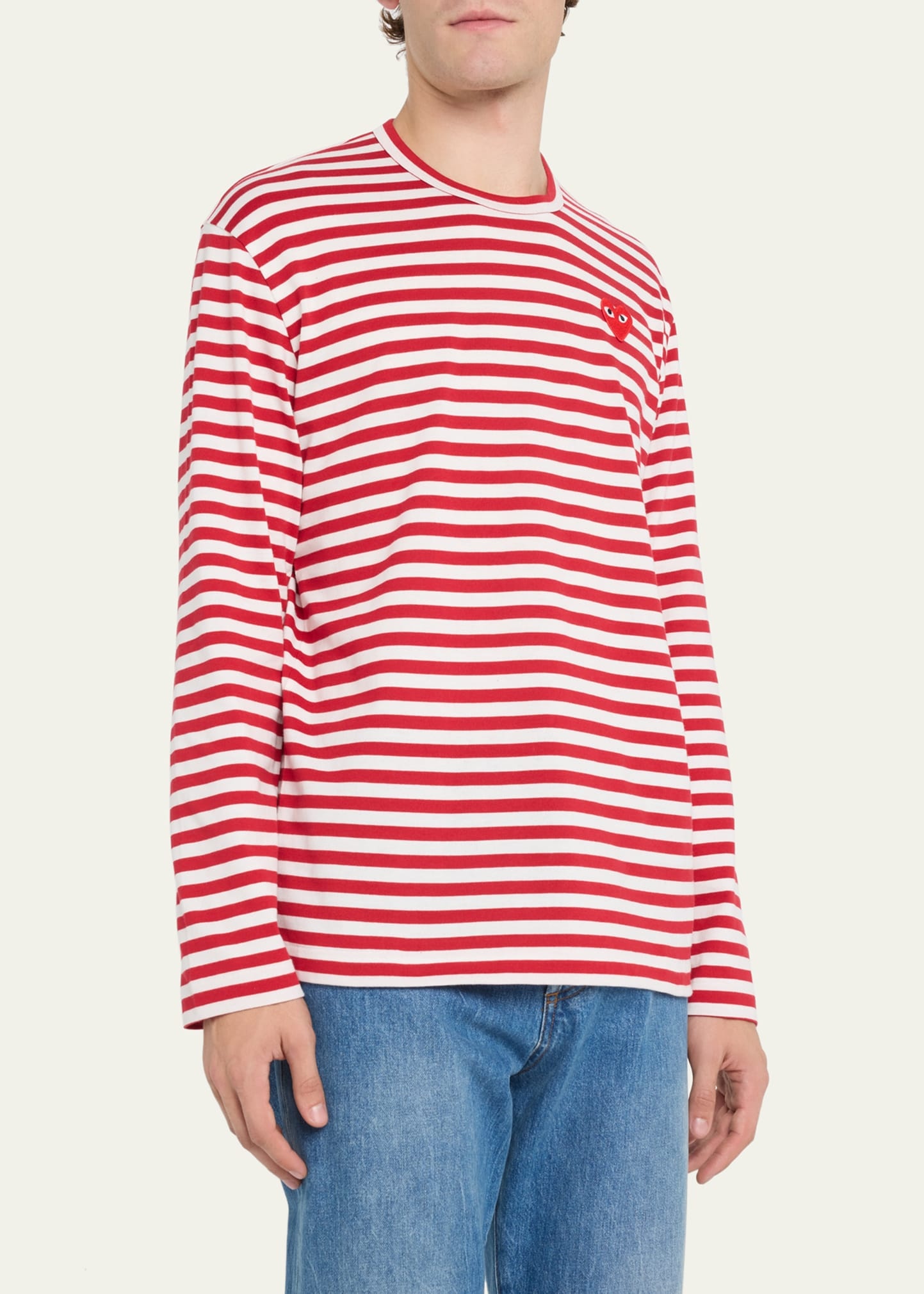 Men's Striped T-Shirt with Small Heart - 4