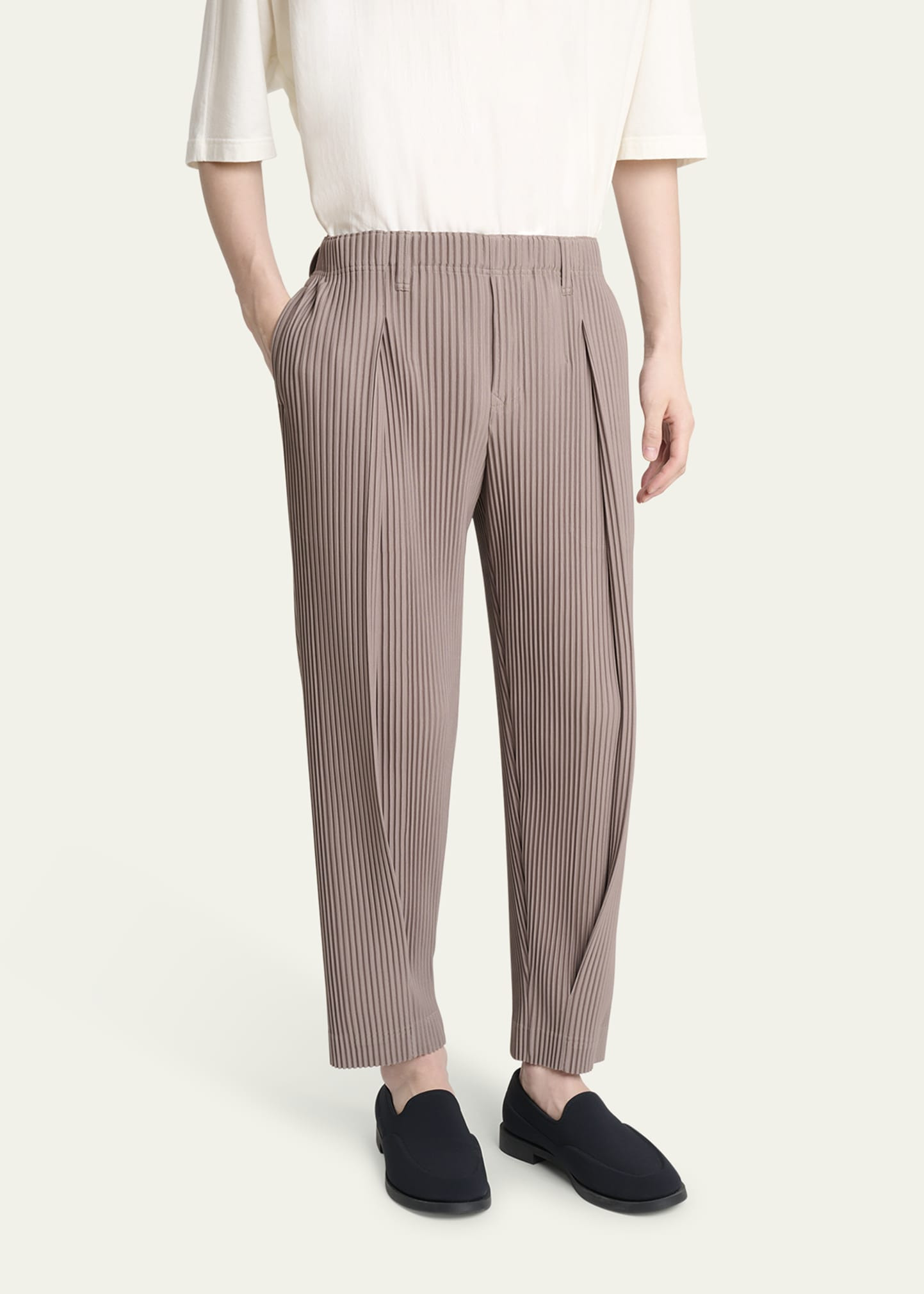 Men's Gray Tailored Single Pleat Pants - 4