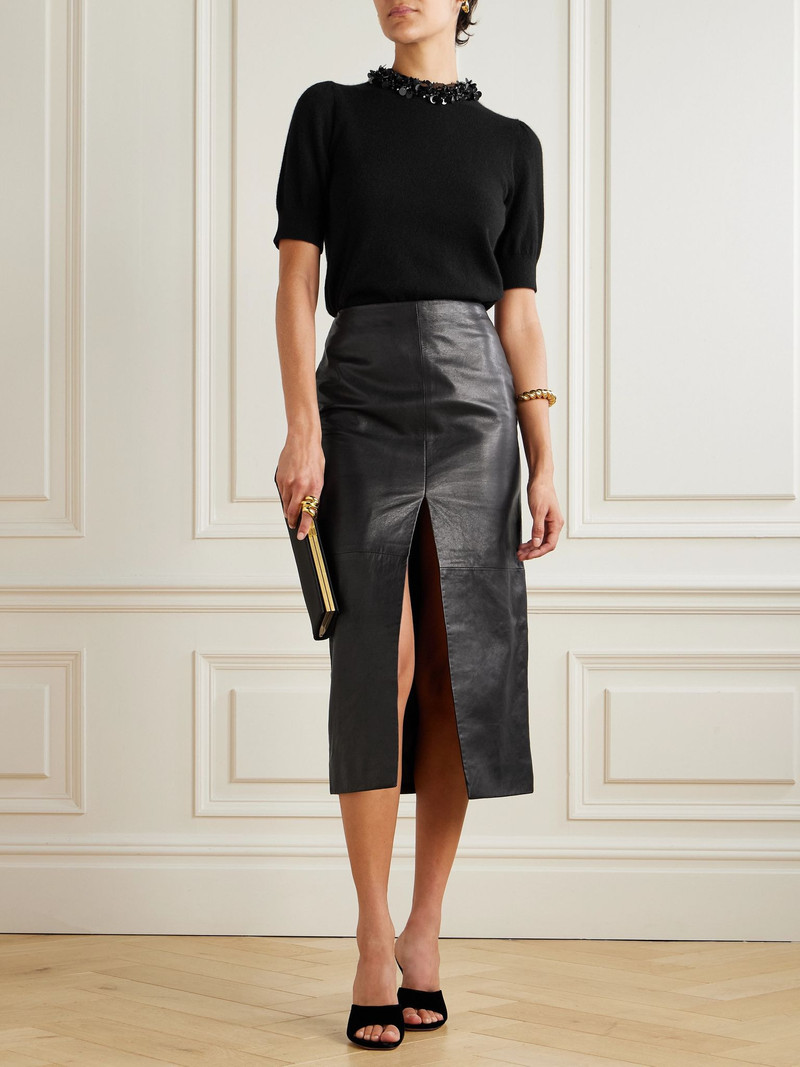 ULLA JOHNSON Liv embellished cashmere sweater Black outlook