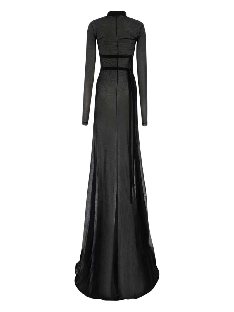 Ann Demeulemeester mock-neck chiffon overlay dress outlook