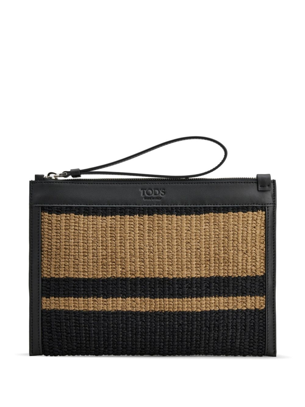 logo-debossed interwoven clutch bag - 1