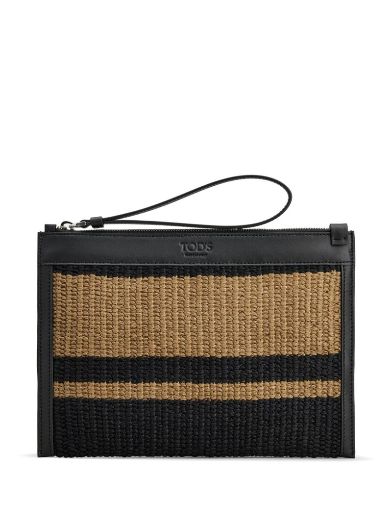 logo-debossed interwoven clutch bag 1