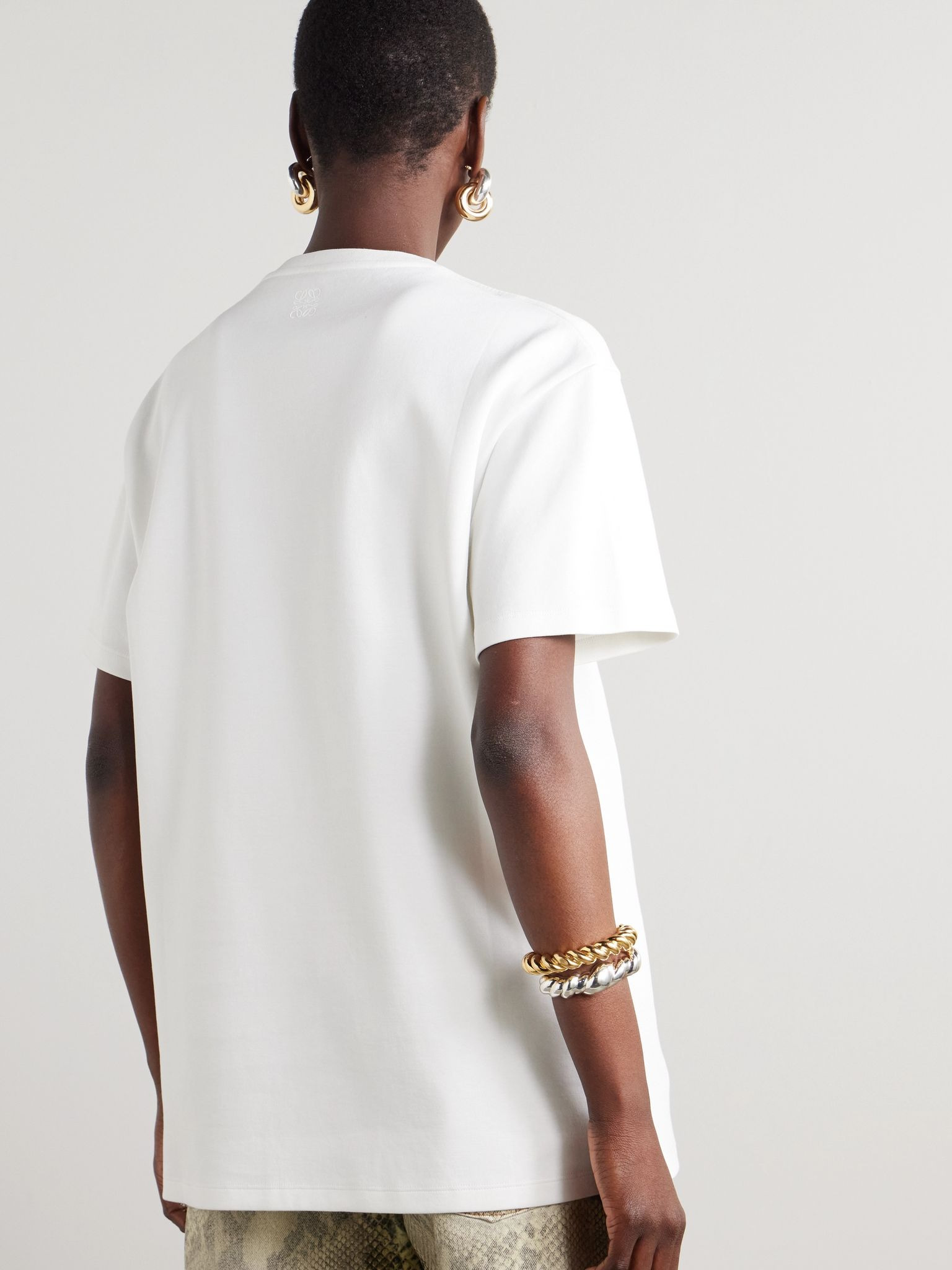 Printed cotton-blend jersey T-shirt White - 4