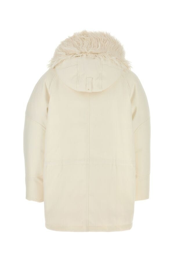 Ivory gabardine oversize down jacket - 2