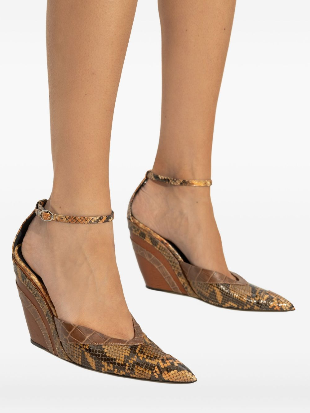 110mm snakeskin-panel wedge trainers - 5