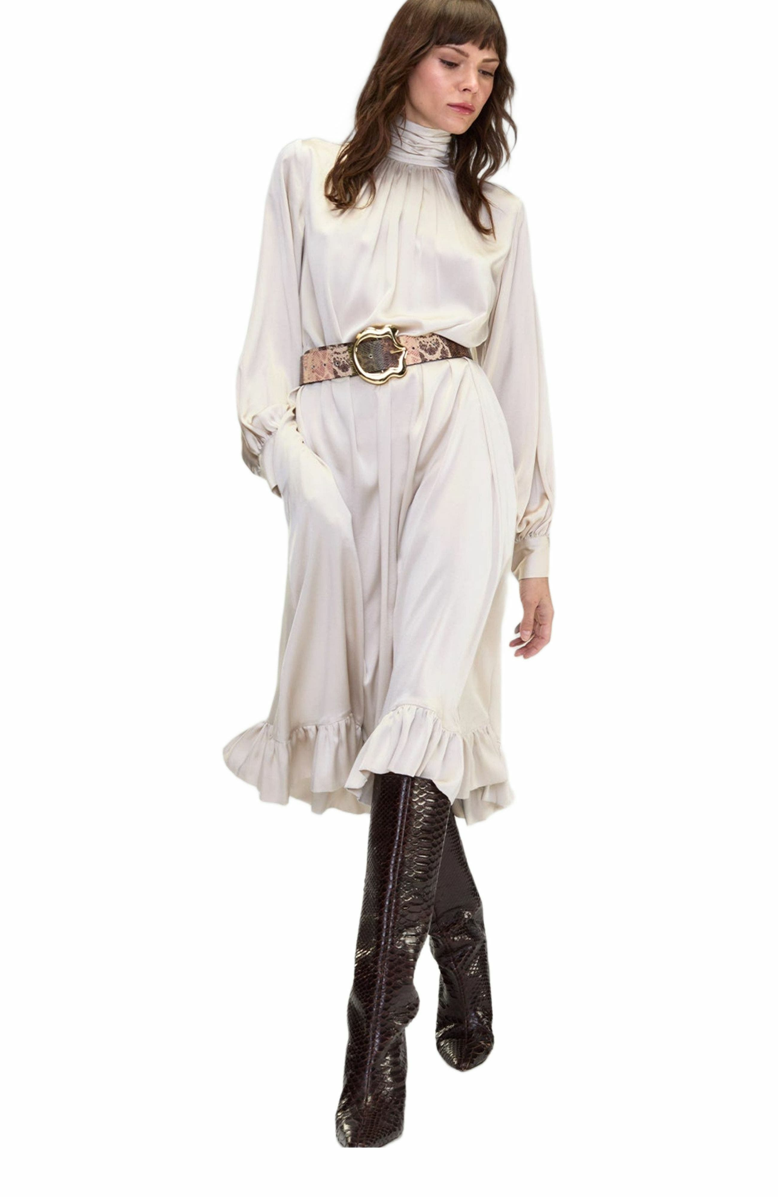 Cynthia Rowley Monroe Silk Charmeuse Dress in Stone at Nordstrom - 5