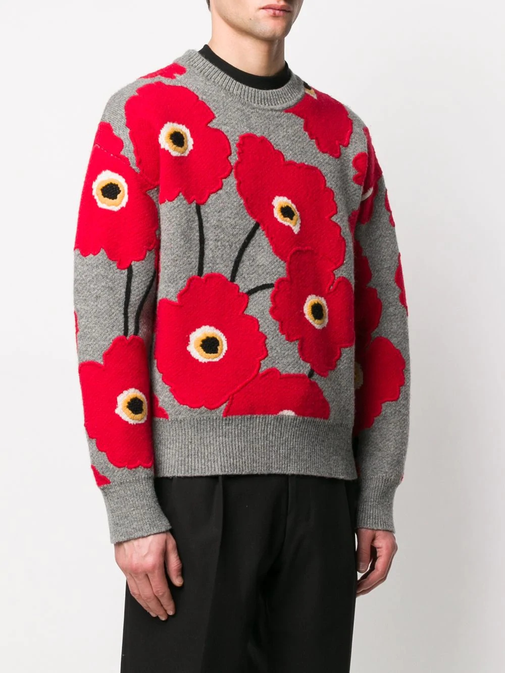 applied felt poppies jumper - 3