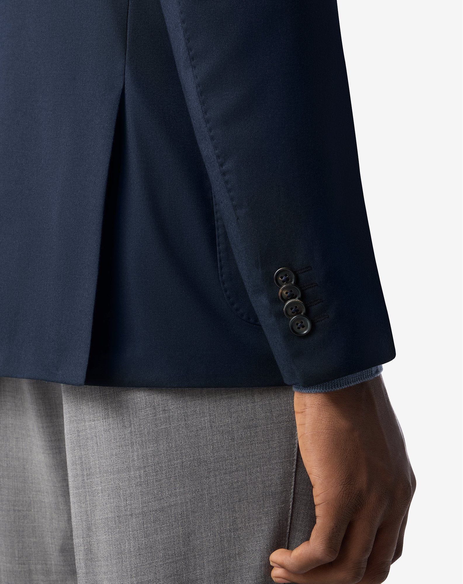 Blue wool, cashmere and silk twill jacket - 5