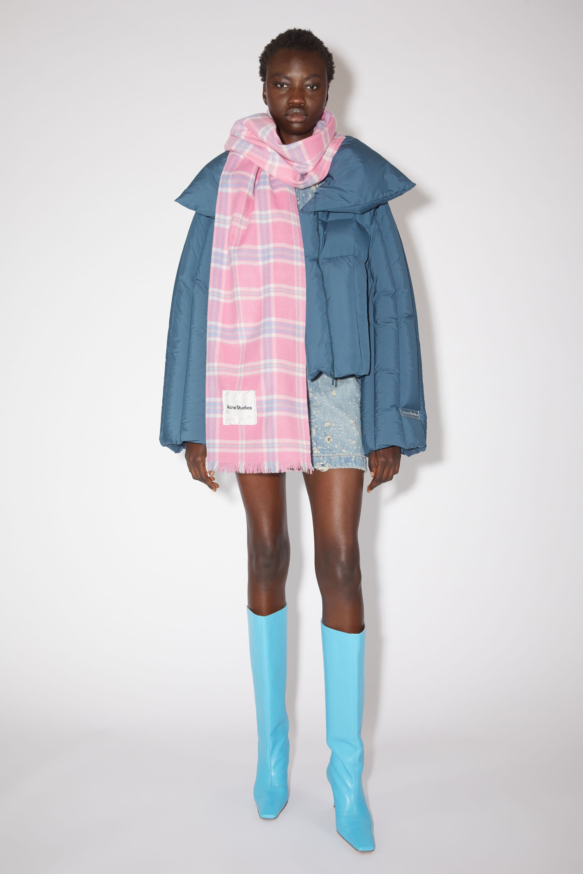 Plaid cashmere scarf - Bubblegum pink - 2