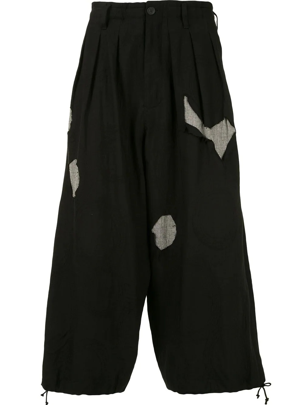 ripped-effect cropped trousers - 1