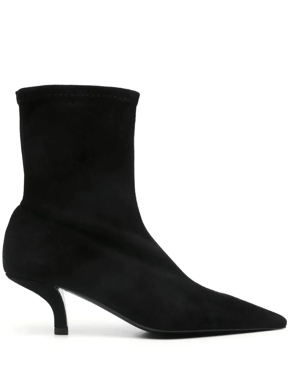 Suede Heeled Sock Boot in Black - 1