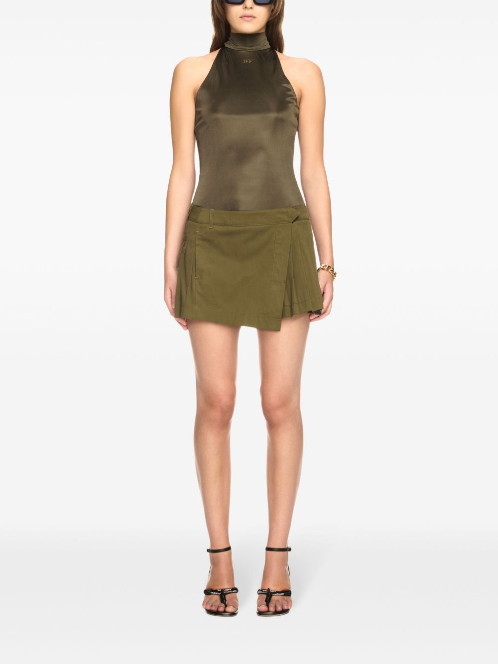 draped-detail jersey top - 2