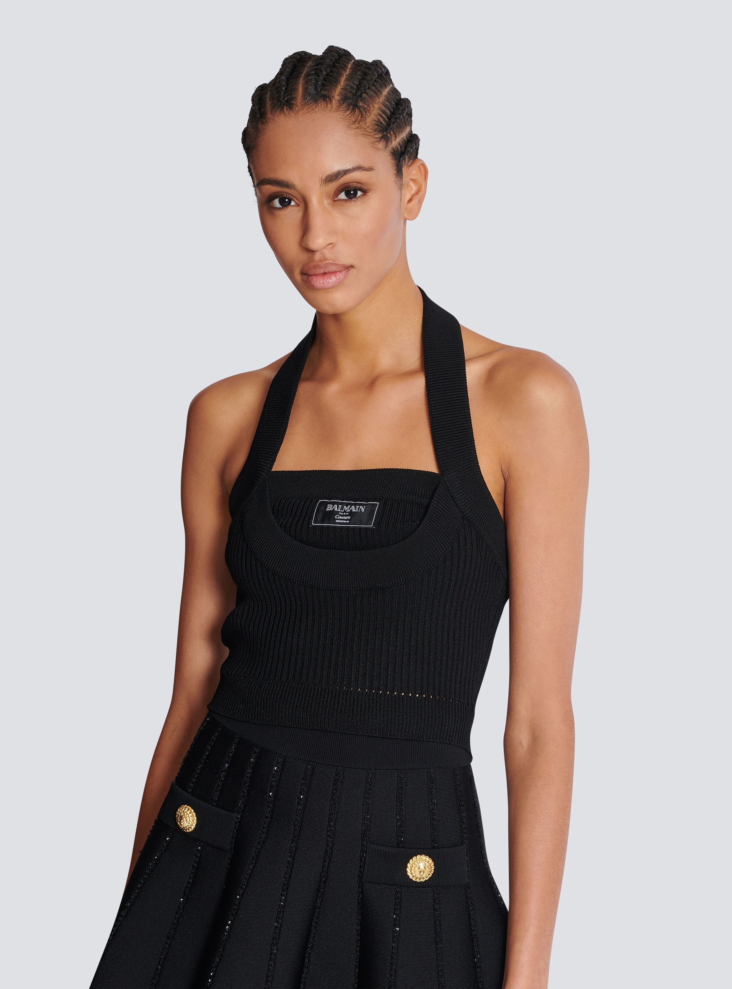 Ribbed knit halterneck top - 6